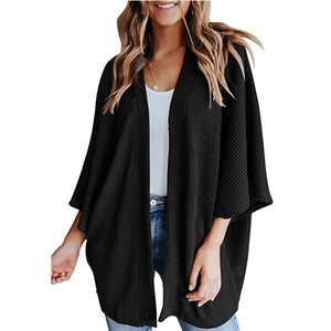 Bat Sleeve Waffle Gerson Women's Cardigan - Five Star Fynds