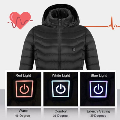 All-Weather Heated Jacket with Detachable Hood – Stay Warm in Style - Five Star Fynds