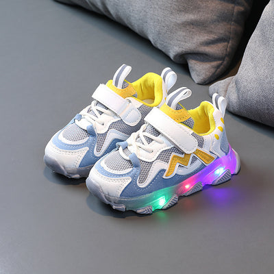 Kids Breathable Bright Light Mesh Velcro Sneakers