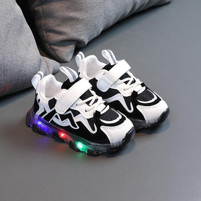 Kids Breathable Bright Light Mesh Velcro Sneakers