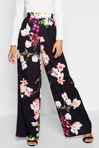 High-Waisted Loose Printed Wide-Leg Trousers