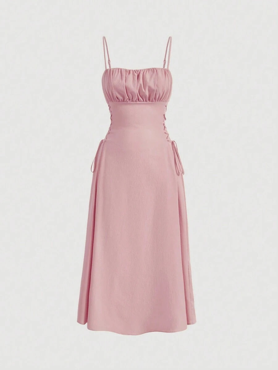 Spaghetti Straps Chest Wrap Waist-tight Long Dress