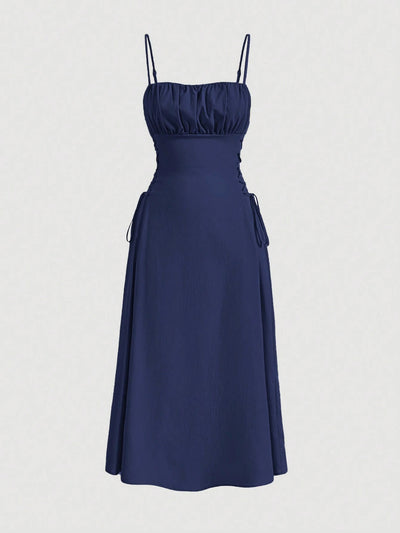 Spaghetti Straps Chest Wrap Waist-tight Long Dress