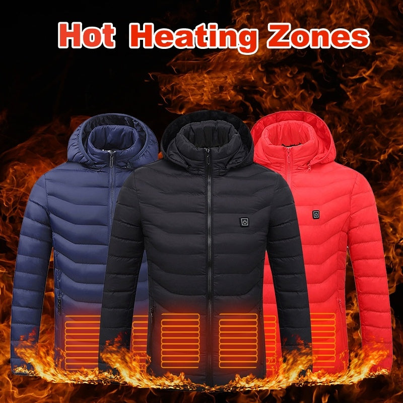 All-Weather Heated Jacket with Detachable Hood – Stay Warm in Style - Five Star Fynds