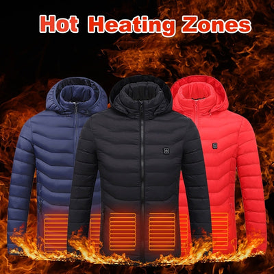 All-Weather Heated Jacket with Detachable Hood – Stay Warm in Style - Five Star Fynds