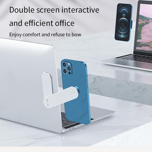Laptop Phone Holder, Adjustable Laptop Side Mount Clip, Magnetic Laptop Monitor Mount, Computer Laptop Cellphone Stand Foldable Aluminum Expansion Bracket Tablet Clip For Dual Screen - Five Star Fynds
