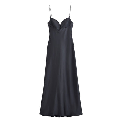Women's Fashion Vacation Style Silk Texture Dress Long