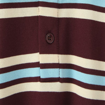 Retro Contrast Color Pure Cotton Striped Polo Shirt - Five Star Fynds