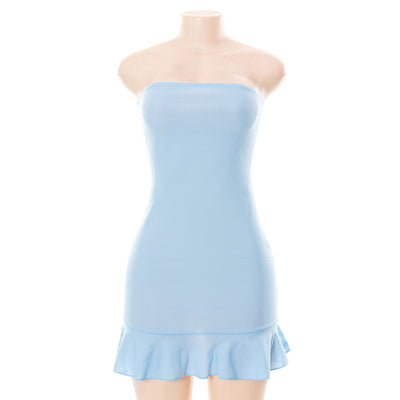 Solid Color Pleated Sheath Short Dress