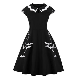 Halloween bat embroidered dress - Five Star Fynds