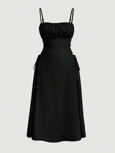 Spaghetti Straps Chest Wrap Waist-tight Long Dress