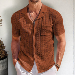 Summer New Short Sleeve Cuban Collar Knitted Polo Shirt - Five Star Fynds