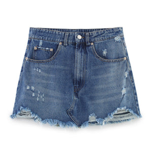 European And American Hole Denim Mini Skirt - Five Star Fynds