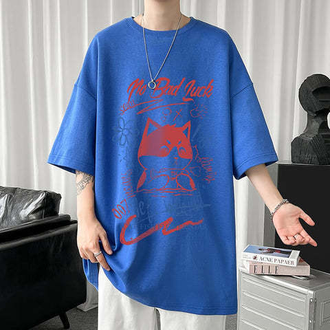 White Half Sleeve Cute Cat T-shirt Top - Five Star Fynds