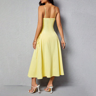 Spaghetti Straps Chest Wrap Waist-tight Long Dress