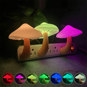 LED Night Light Mushroom Wall Socket Lamp EU US Plug Warm White Light-control Sensor Bedroom Light Home Decoration - Five Star Fynds