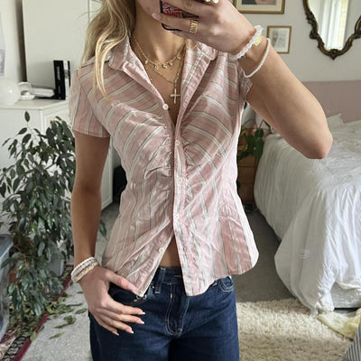 Fashionable And Comfortable New Striped Cinched Blouse Women