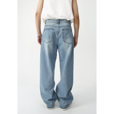 New Loose Wide-leg Mopping Jeans Personalized Digital Printing - Five Star Fynds