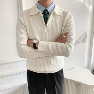 Men's All-match Solid Color Sweater Pullover Sweater - Five Star Fynds