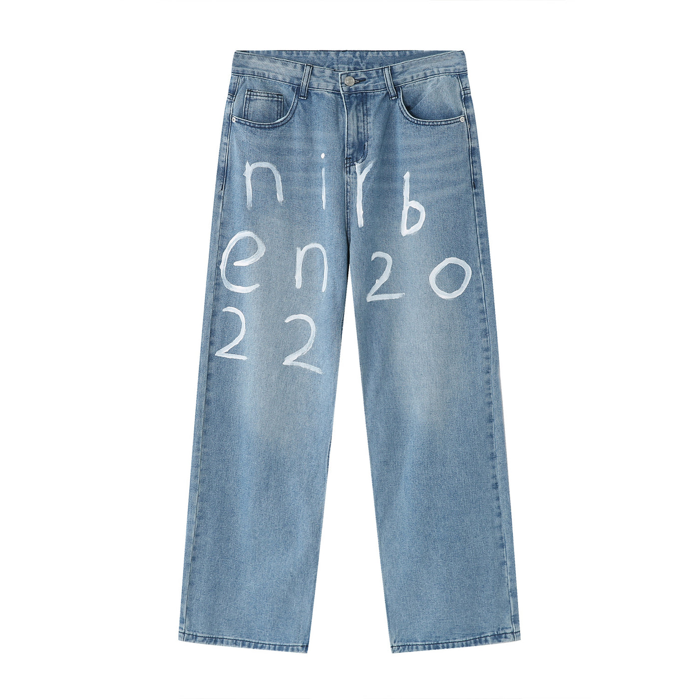 New Loose Wide-leg Mopping Jeans Personalized Digital Printing - Five Star Fynds