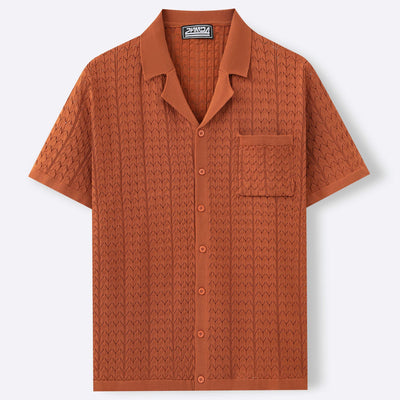Summer New Short Sleeve Cuban Collar Knitted Polo Shirt