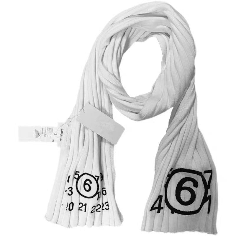Embroidered Rib Knitted Men's And Women's Scarves - Five Star Fynds