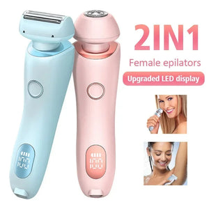 2 In 1 Hair Removal Epilator USB Rechargeable Trimmer Women Body Razor Face Leg Armpit Bikini Hand Pubic Shaver Hair Remover - Five Star Fynds