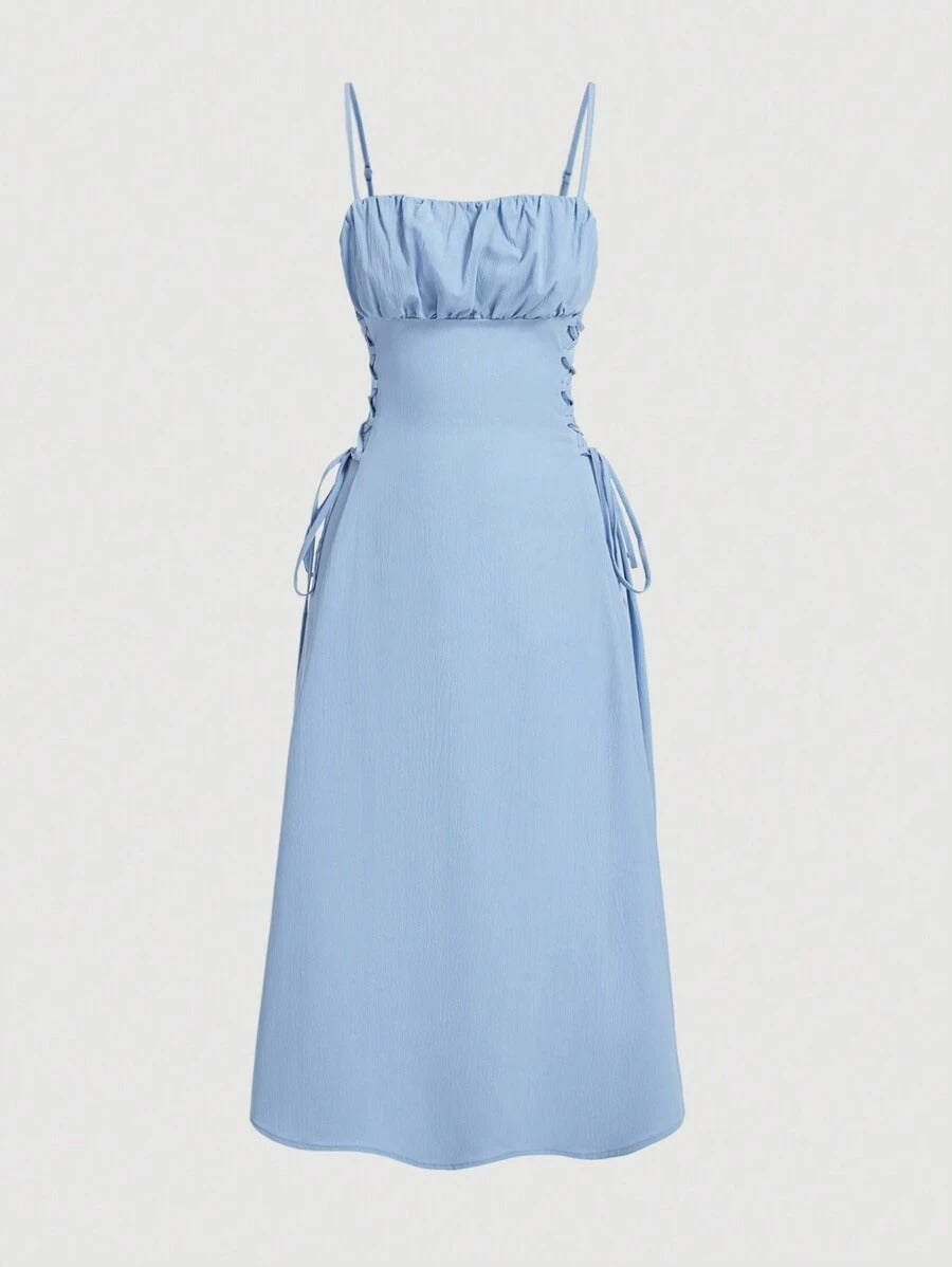 Spaghetti Straps Chest Wrap Waist-tight Long Dress