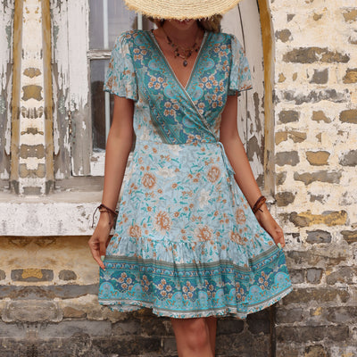 Stitching Printing One-piece Dress Women