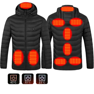 All-Weather Heated Jacket with Detachable Hood – Stay Warm in Style - Five Star Fynds