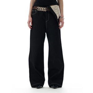 Flip Over Cotton Black Printed Pants At The Waist - Five Star Fynds